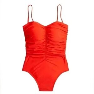 NWT J Crew size 22 red sweetheart bodice spaghetti strap one piece swimsuit plus
